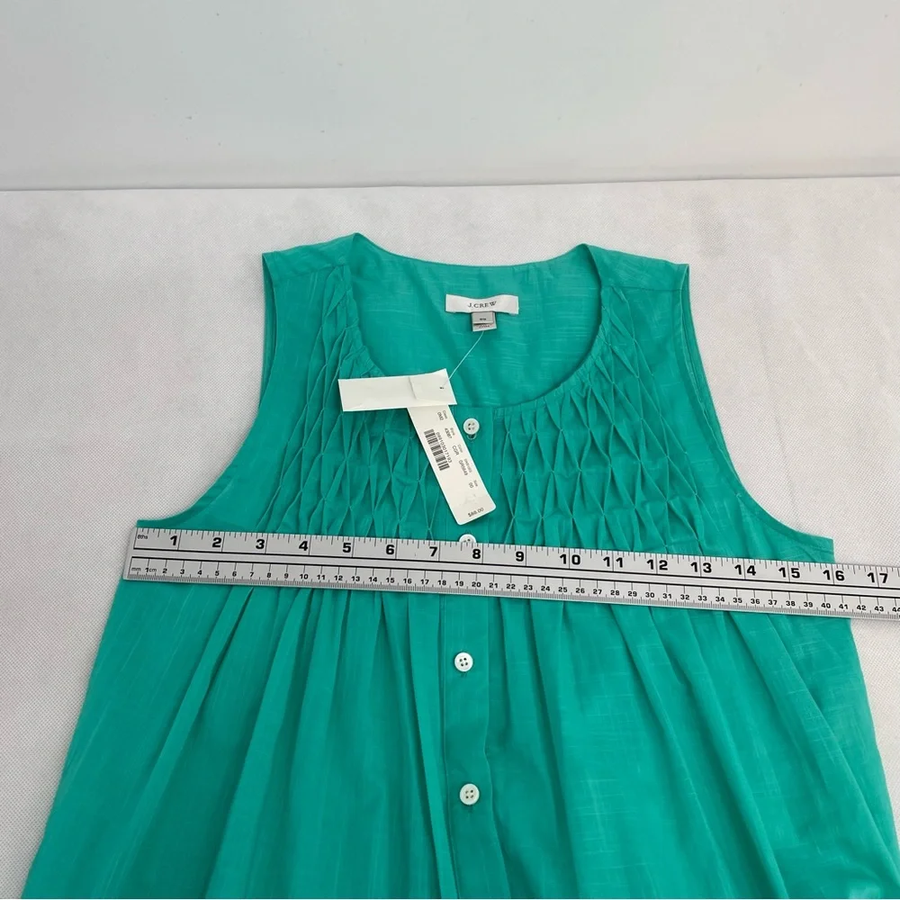 NEW NWT J. Crew Smocked Top sz 00 mint sleeveless #43087 summer button-front $88 - Picture 8 of 8